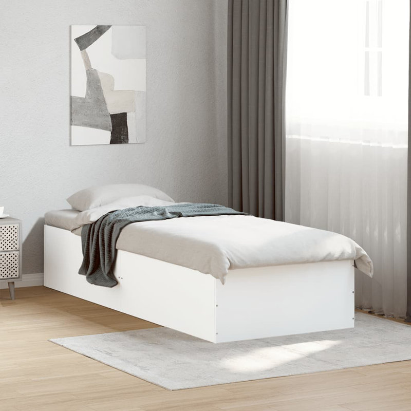 17 Stories Bed Frame Black 140X200 Cm Engineered Wood, White, European Single (90 x 200 cm)
