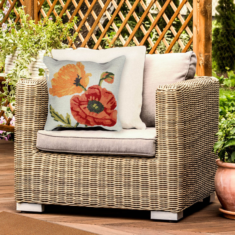  Poppies Outdoor Square Pillow Cover & Insert