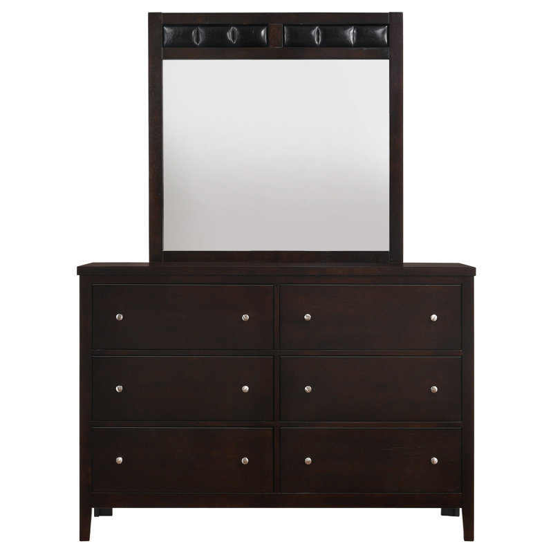 Commode 6 tiroirs avec miroir Cappuccino Aziza