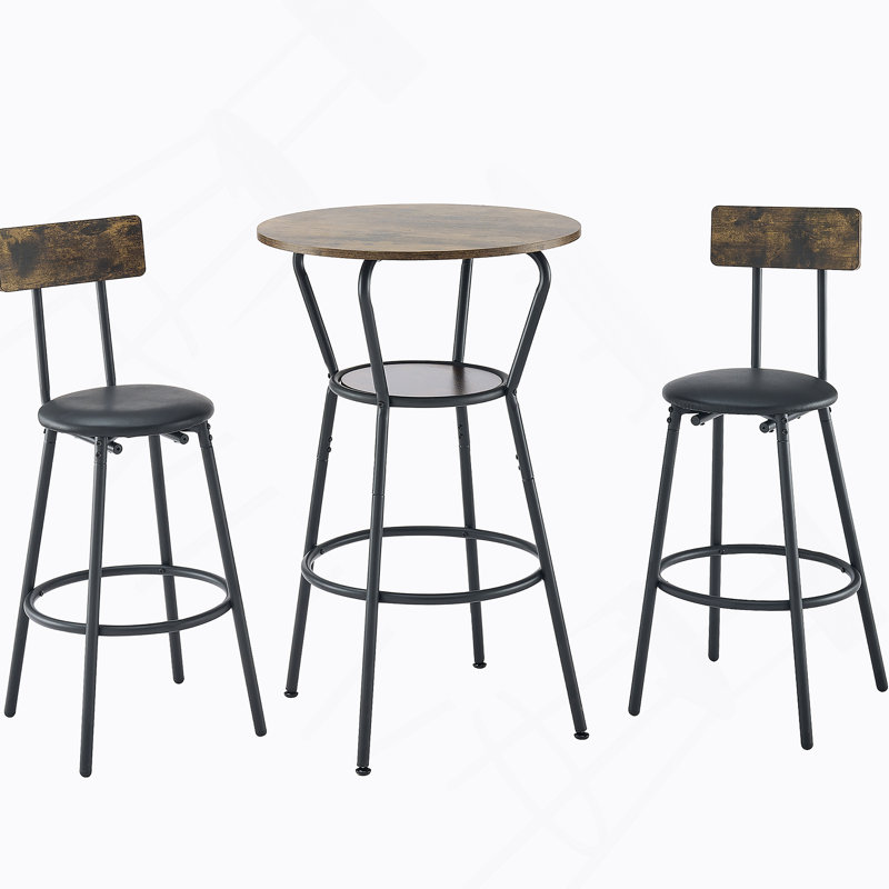 Ensemble de table de bar et de tabourets rembourrés polyvalents avec tablette, tabourets confortables avec dossier pour divers réglages