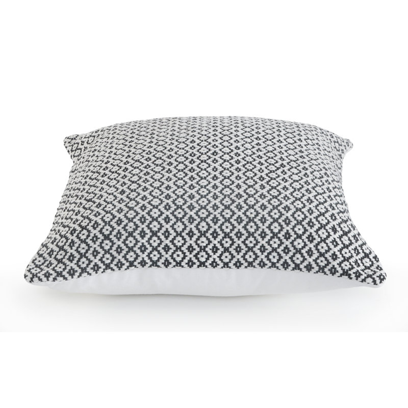 Black and White Cotton Geometric Square Throw Pillow