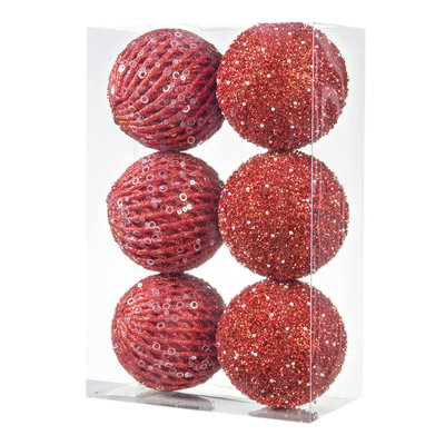 6PC 10cm Christmas Christmas Tree  Ornaments Plastic  Christmas Decorations Christmas Tree Decorations