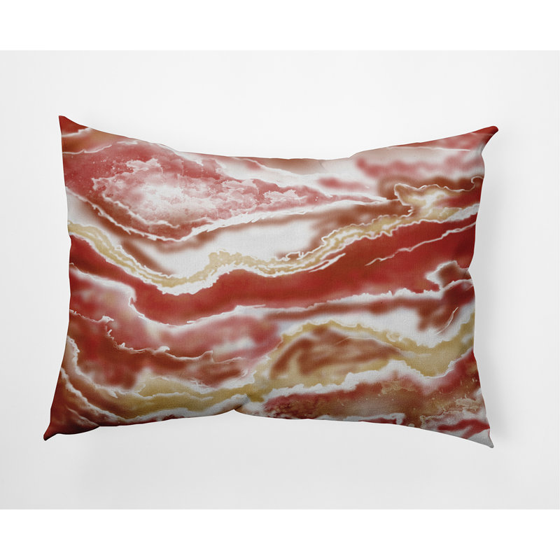 Abstract Outdoor Reversible Throw Pillow, Orange