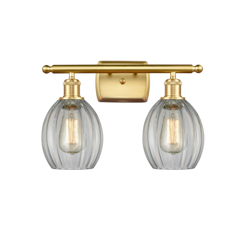 Éclairage pour salle de bain à intensité variable 2 lumières Fleshman, Transparent, Or satiné, Ampoule DEL 6 watts Vinage