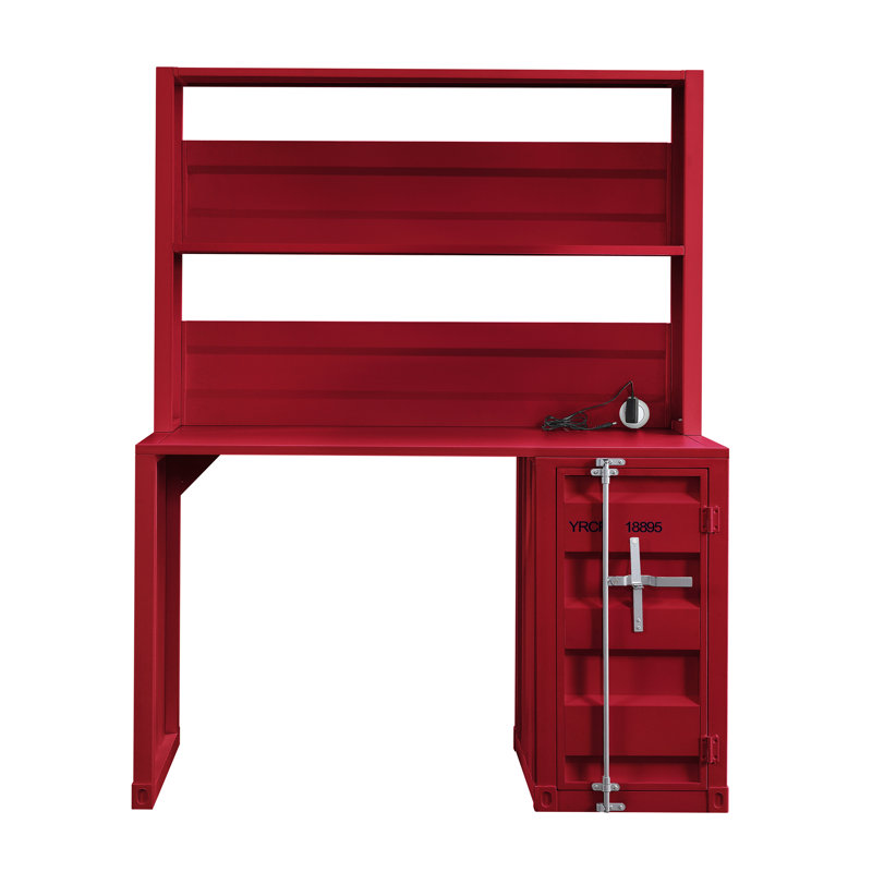 Bureau d'écriture à finition rouge avec huche, Rouge