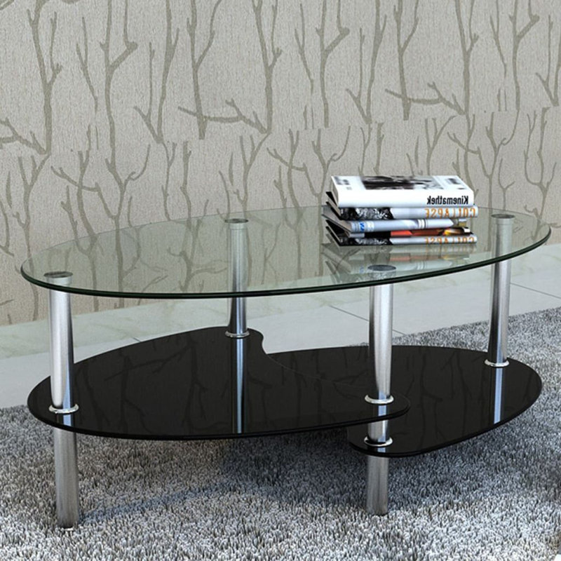 Four Leg Coffee Table with Storage, Black