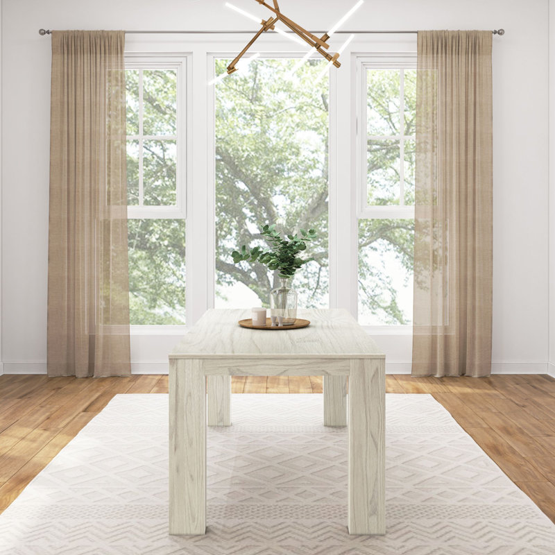 Table de salle à manger Chalonda, L 35,8 po x L 72,25 po , Sable blanc brossé au fil