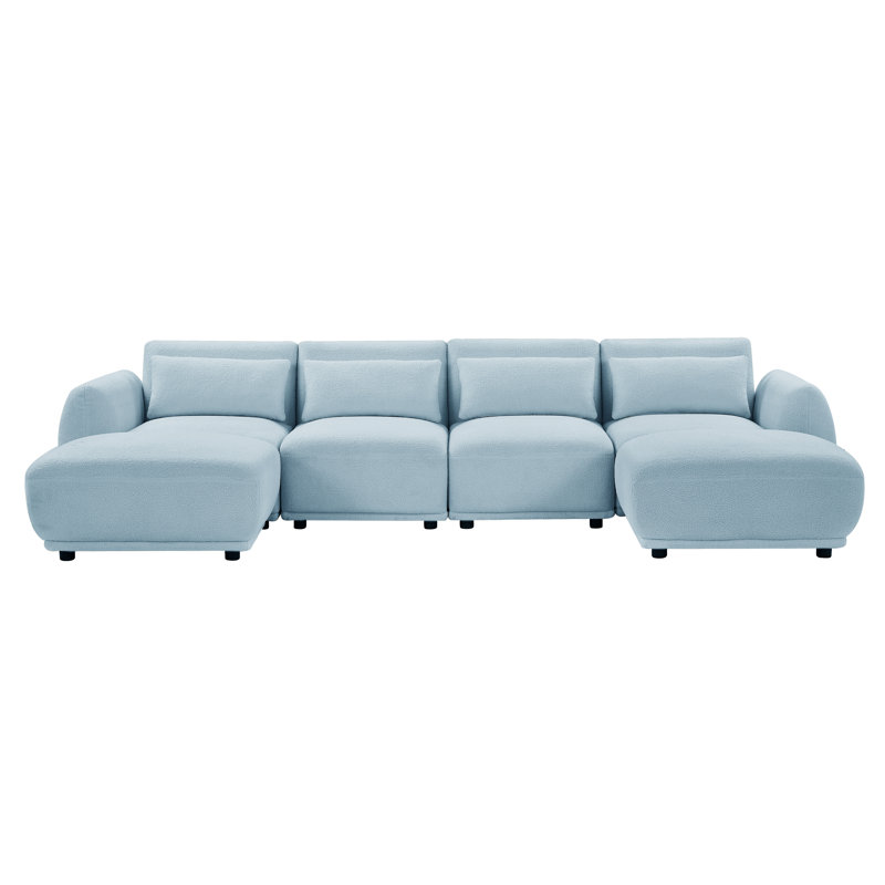 Emorie 2 - Piece Upholstered Sectional, Blue Wool