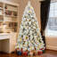 Arbre de Noël enneigé artificiel pré-éclairé avec branches en PVC, lumières, aiguilles de pin, décor des Fêtes-706235359