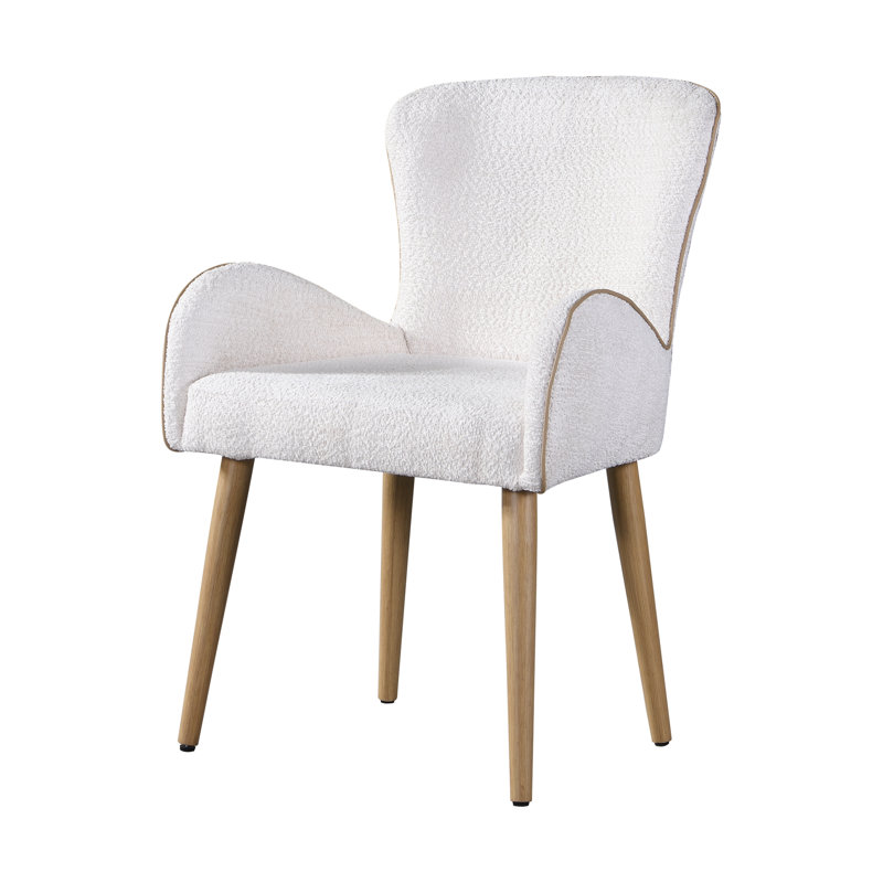 Ensemble de 2 chaises d'appoint beiges bouclés et finition chêne