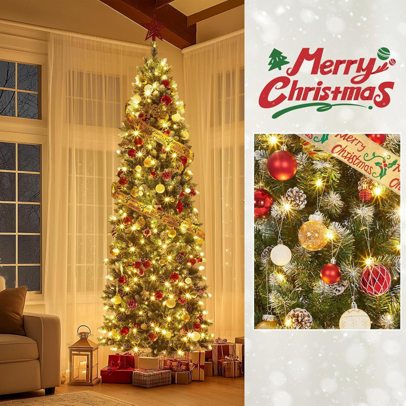 Crayon, arbre de Noël, illuminé, H 6 pi