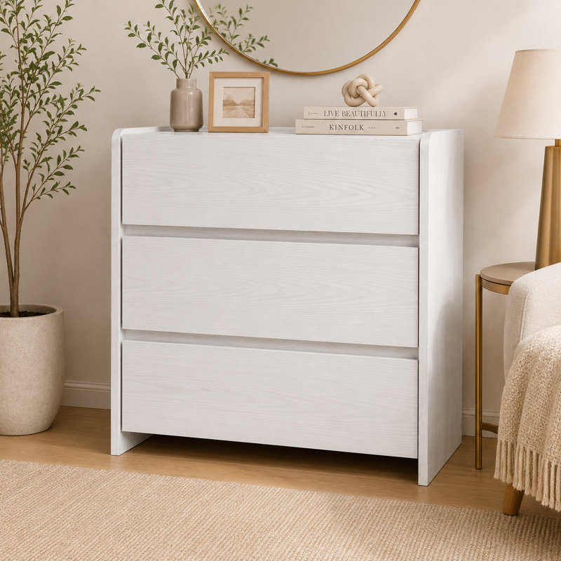 Commode 3 tiroirs l 25,1 po, Blanc