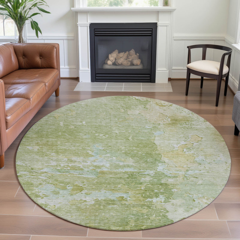 Premium Machine Washable Larock AMF1234 Abstract Rug, Round 8'