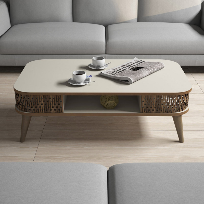 Table basse avec rangement Louella, White