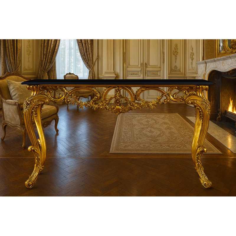 Rosia 62'' W Marble Console Table, Black
