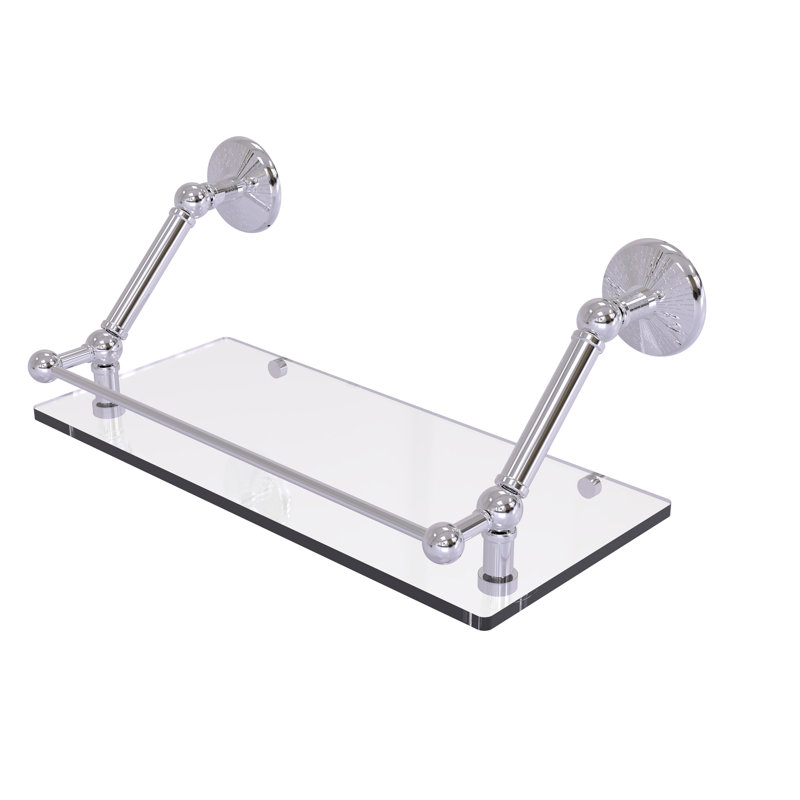 Tablette flottante avec barre de galerie Marchmont, Chrome poli, H 8 po x l 18 po x P 8,6 po