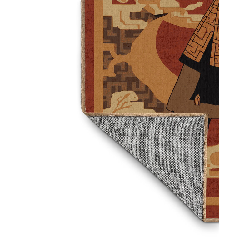 Tapis brun classique lavable à la machine Brooker Tribal Chief Warrior Classic - reliure brun clair, 7 x 9