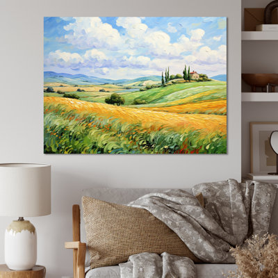 Vangogh Rolling Hills I Framed On Canvas by Vincent Van Gogh Painting