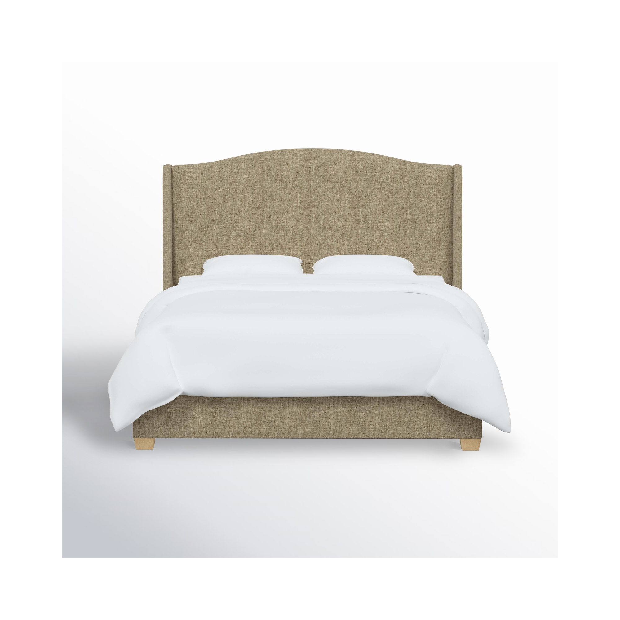 Allis Upholstered Wingback Bed, Zuma Natural Textured Linen, King