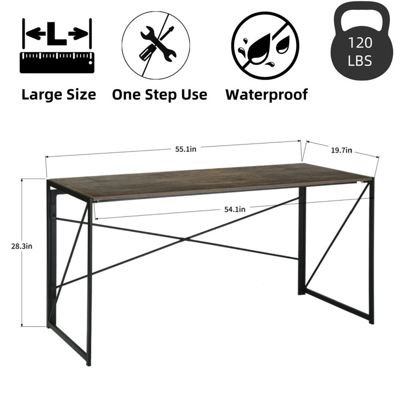 Table de bout pliante, aucun assemblage requis, H 28,34 po x l 55 po x P 19,7 po