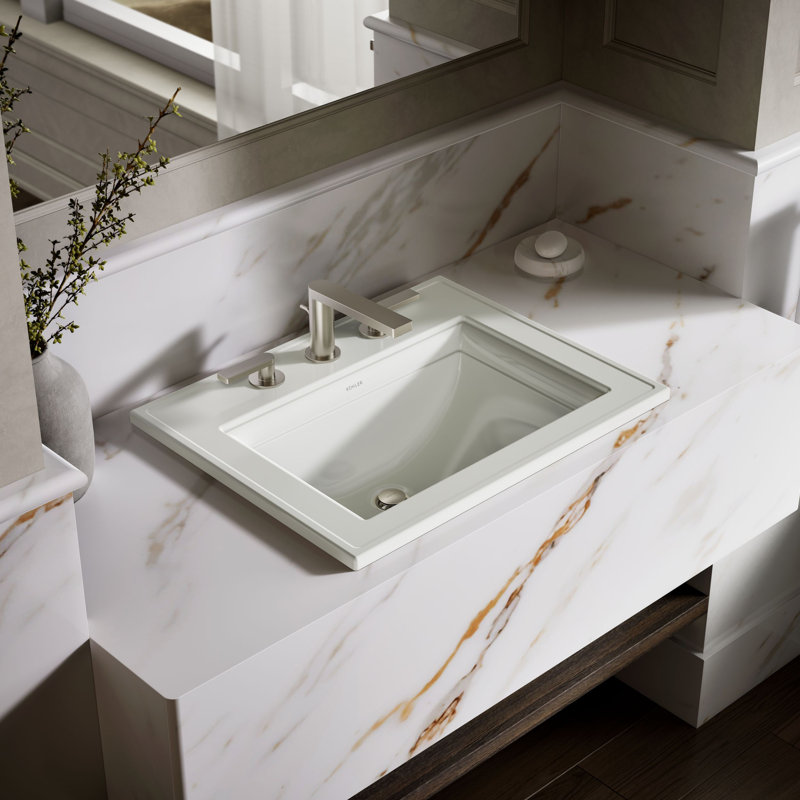Memoirs Stately Drop-in Bathroom Sink, Dune, 8" Centers