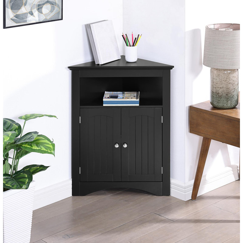 Armoire de coin de salle de bain avec portes et tablettes, cuisine, salon, armoire de rangement autoportante pour salle de bain