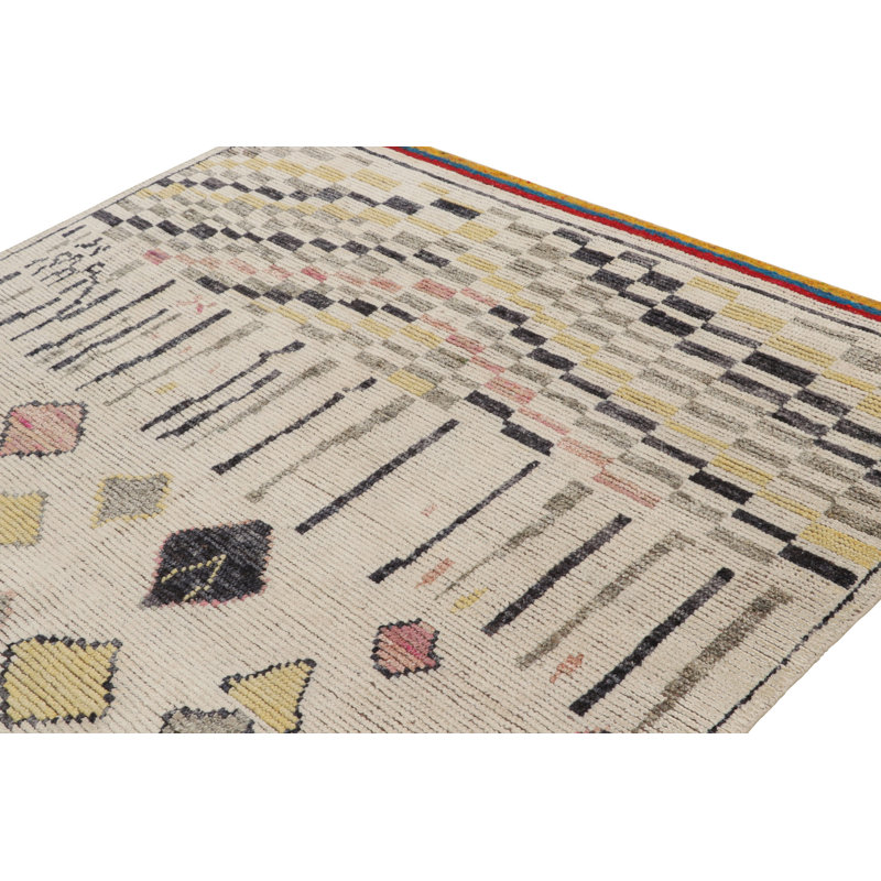 Moroccan Hand Knotted Geometric Area Rug, Rectangle 6' x 8'