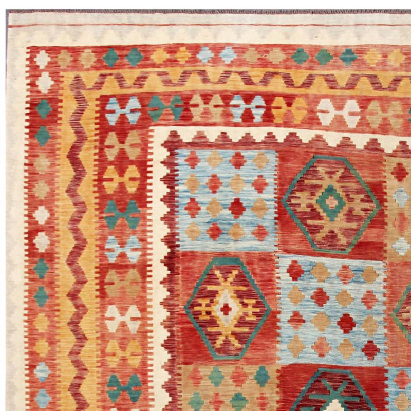 Kilim en laine fait à la main (afghan) - 9 po 7 po x 12 po 10 po