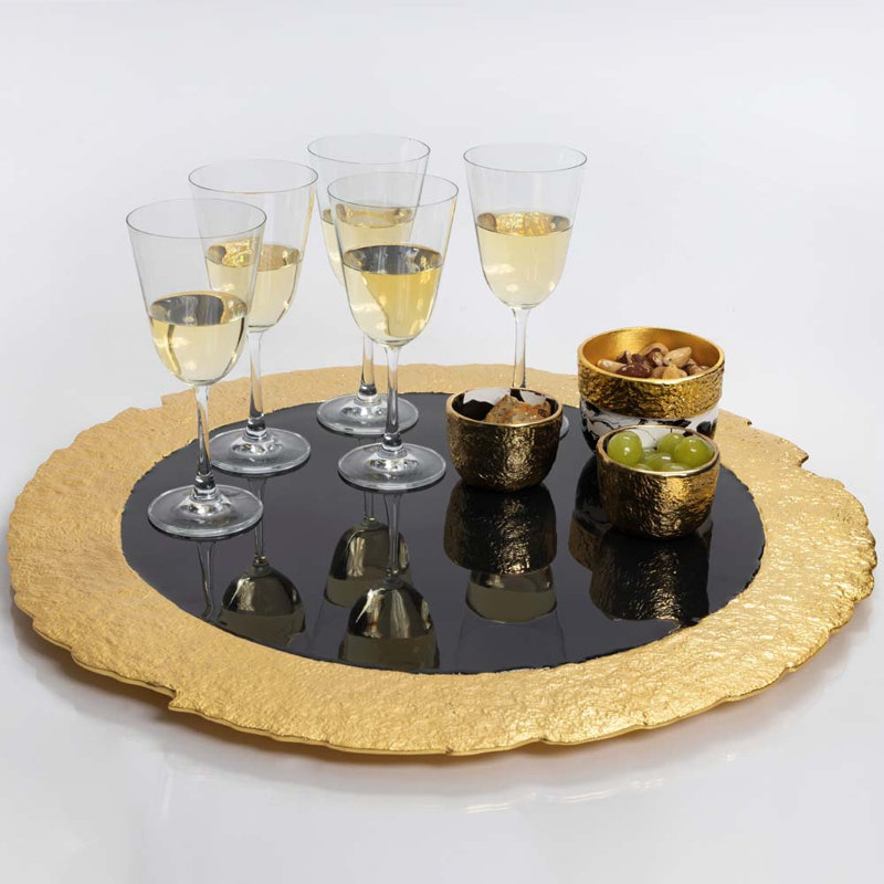 Lazy Susan Large, 0.5" H x 24" W x 24" D, Black/Gold