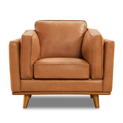 Shanteka 41.5" Pure Full Italian Nappa Leather Accent Chair