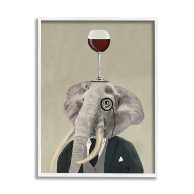 «Fancy Elephant suit Monocle» tenant un verre à vin par Coco de Paris - Peinture