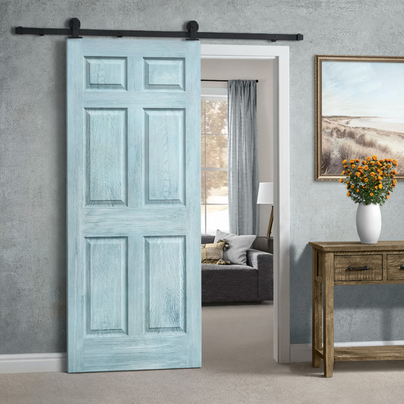 Porte standard lambrissée en bois manufacturé, 30 po x 80 po, Denim vintage bleu