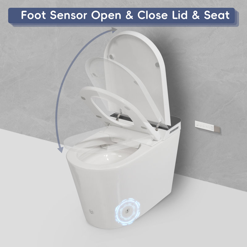 Smart Bidet Toilet, Auto - Open Lid And Flush, Wider Bidet, Warm Water Wash Air Drying, Foot Sensor Activation, Radar Sensing Distance, Washing Modes, Adjustable Temperature, , Dryer Side Memory