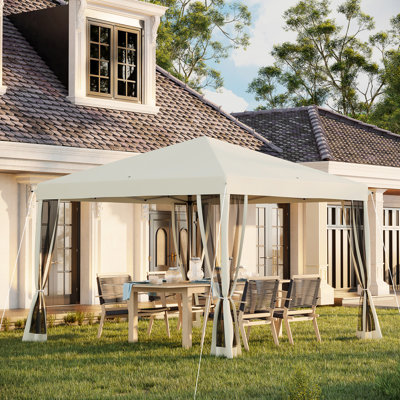 10' X Pop Up Canopy By . Netting Sidewalls Included. Adjustable Height For Outdoor Use. Ideal Garden, Patio. Fits 10. Simple To Assemble And Disassemble. Tent. Beige. Meets Outdoor, Patio Needs.