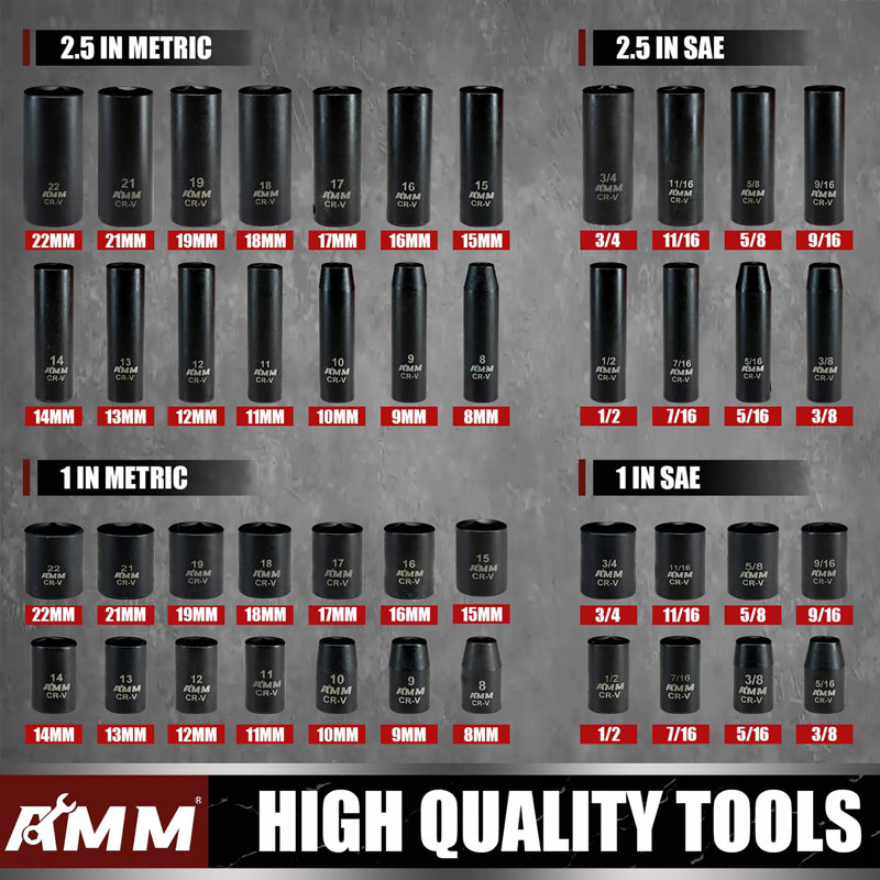 3/8" Drive Impact Socket Set
