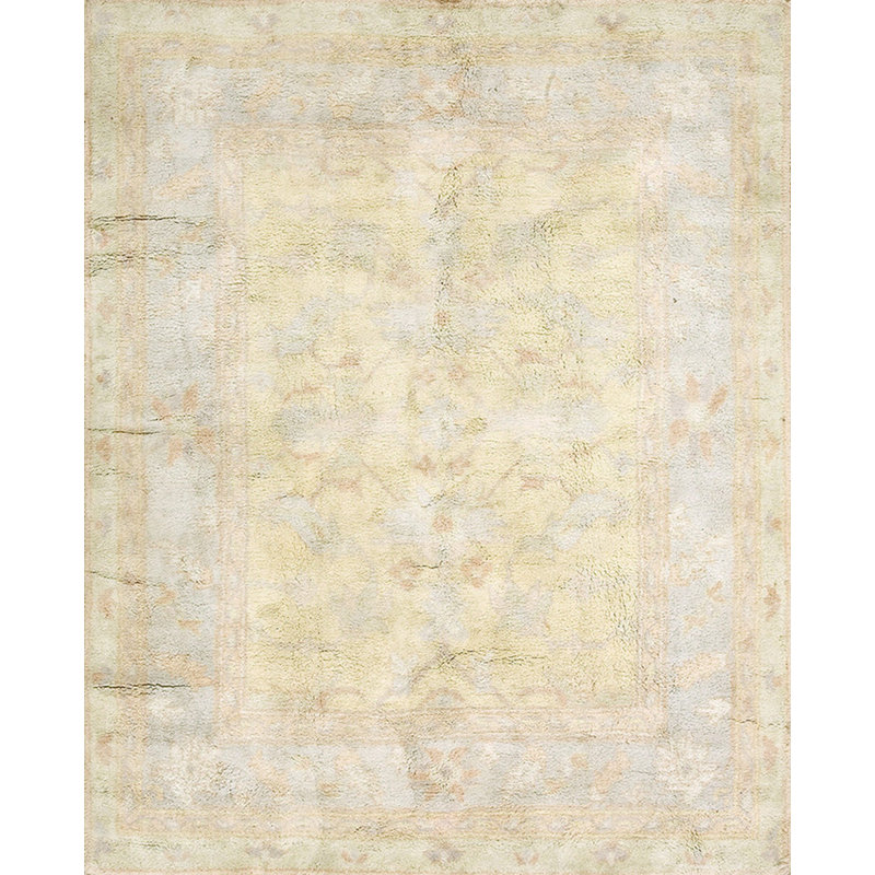 Light Decorative Washed Out Yellow Color Antique Indian Cotton Agra Rug