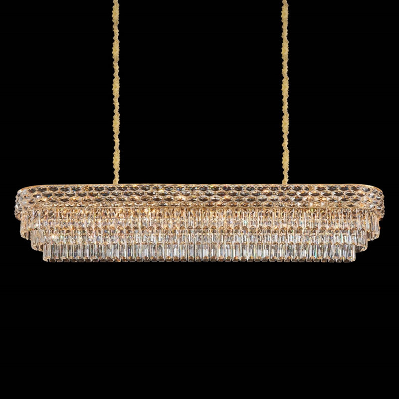 Aurelia 19-Light Rectangular Crystal Chandelier - Gold