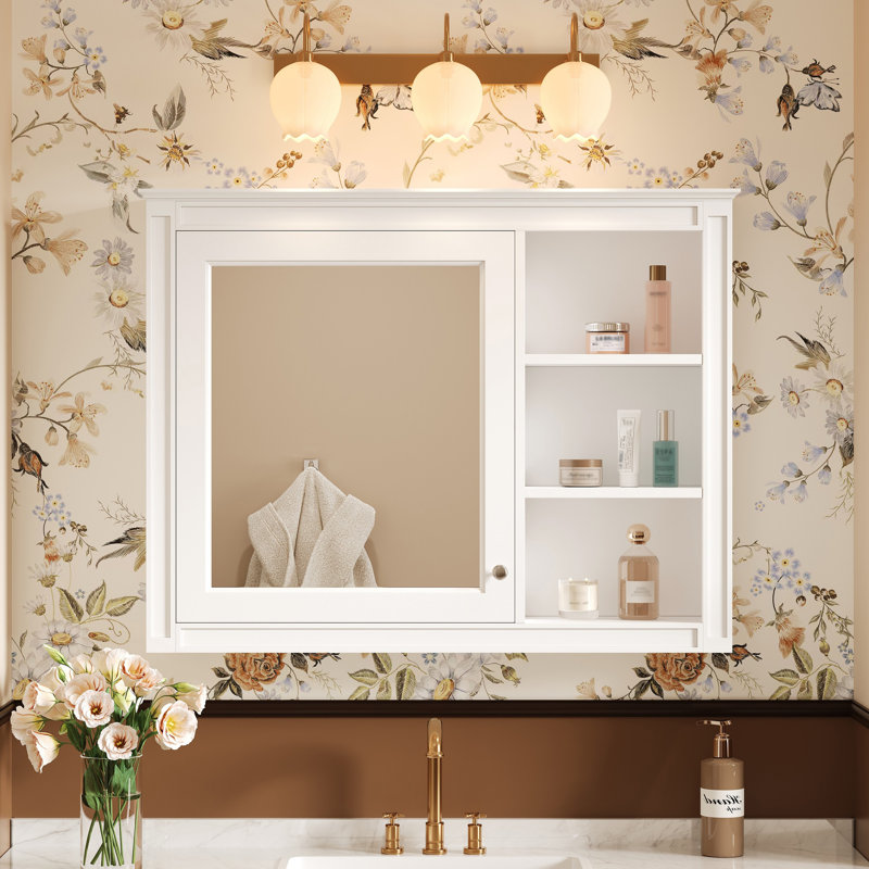 Armoire à pharmacie murale 36 po x 28 po avec miroir et tablette réglable, rangement pour salle de bain | Idée de cadeau