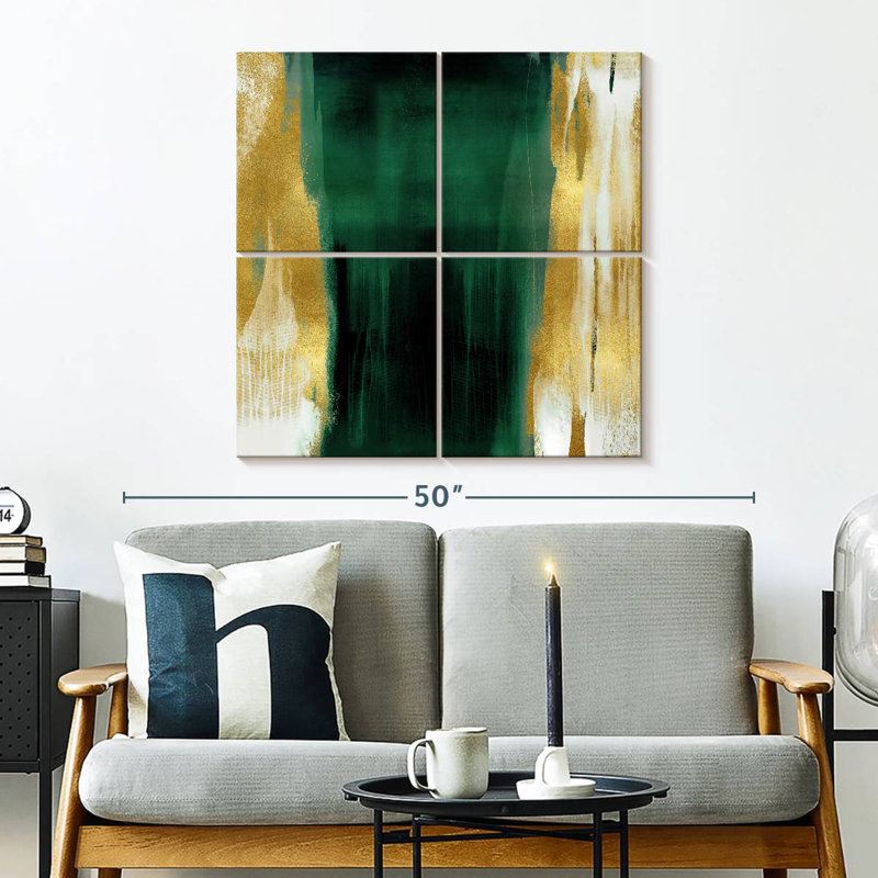 Free Fall Emerald With Gold II, 32" H x 32" W