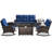 Aluel 5-Pieces Wicker Outdoor Conversation Set With Rocking Chairs and Rectangular Fire Pit with Windshield-106895541