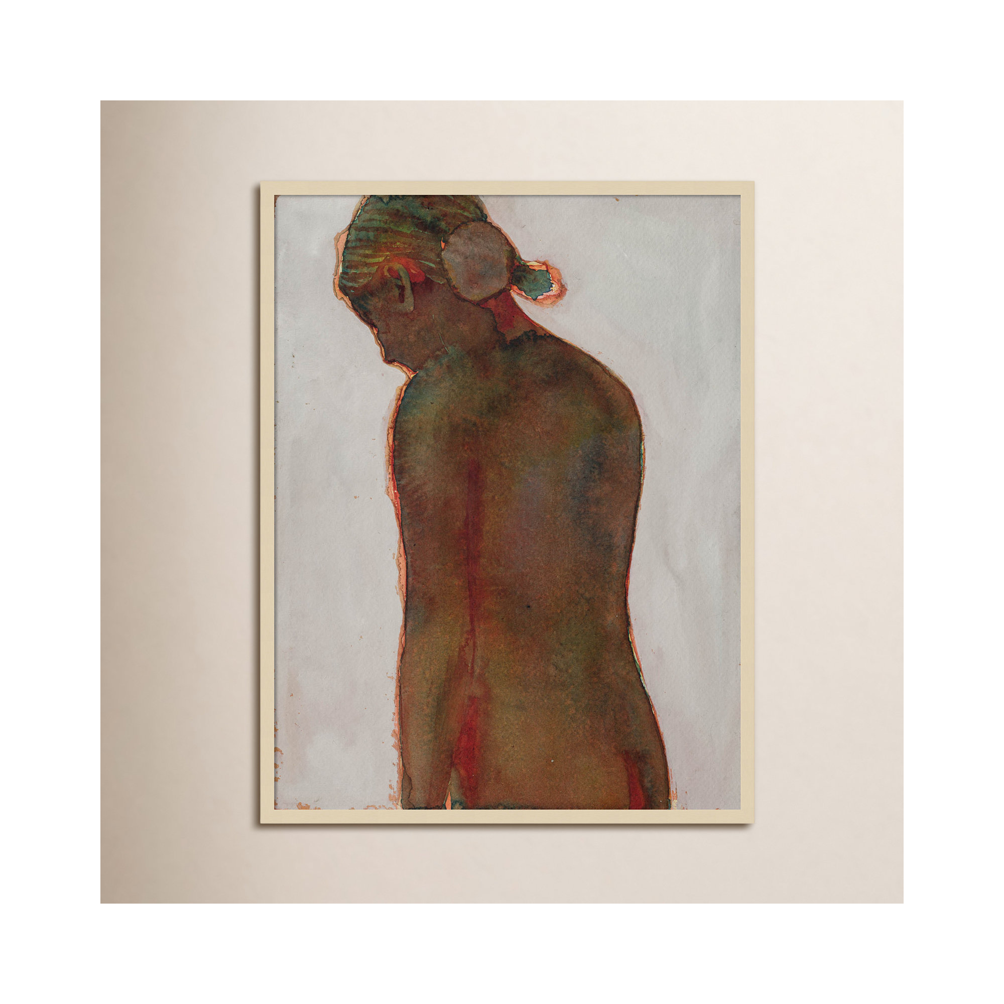Figure by Dean Graham, Brown Framed, 41" H x 32" W