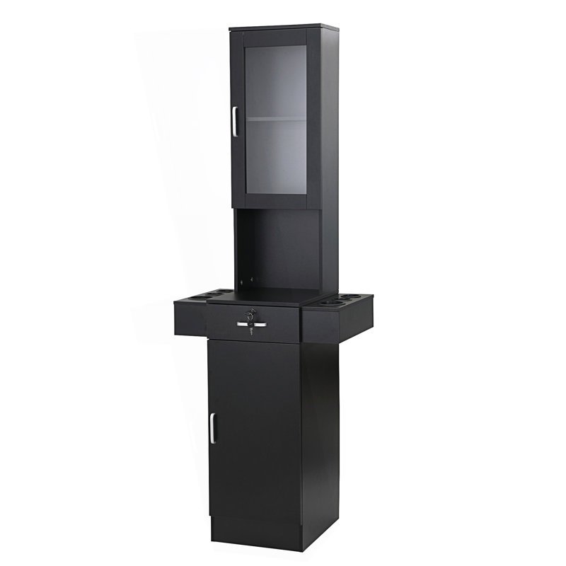 Station de coiffeur moderne moderne, station de salon avec tiroir verrouillable, armoire de rangement