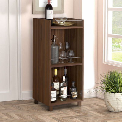 Support à vin de plancher et porte-verres en brun