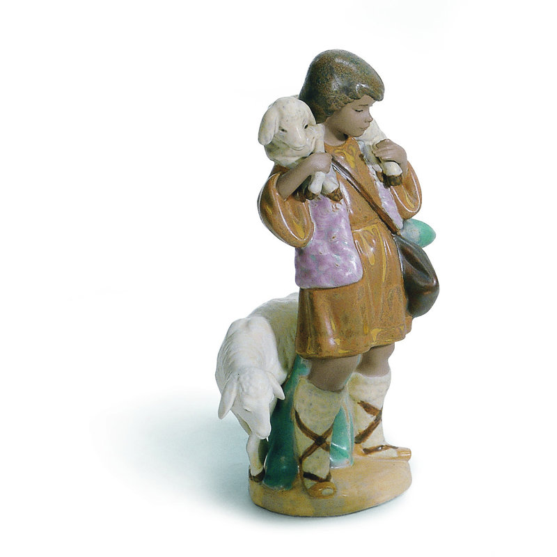 Figurine berger garçon, Brun / jaune / ivoire