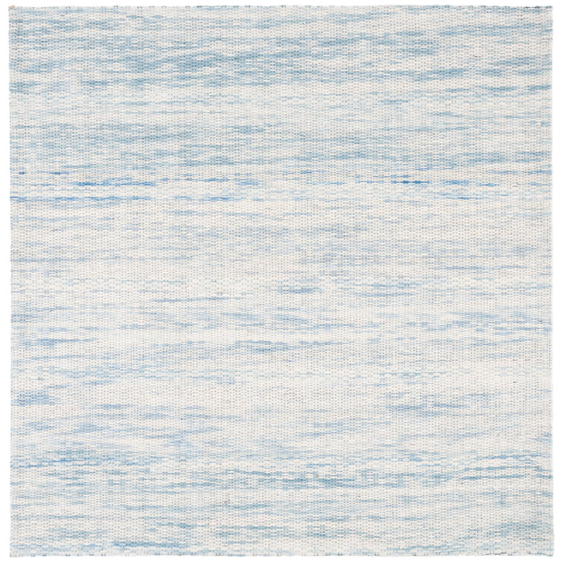Aon Handwoven Wool Blue/Ivory Area Rug, Square 6'