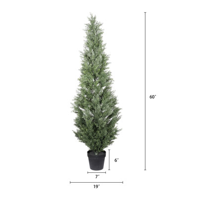5ft Artificial Cedar Tree With Uv Resistance, Artificial Topiary For Porch Or Home Decoration
