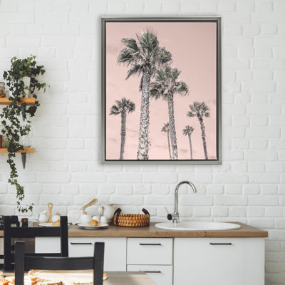 Cadre flottant Palm Up, ciel rose, design par Natalie Carpentieri