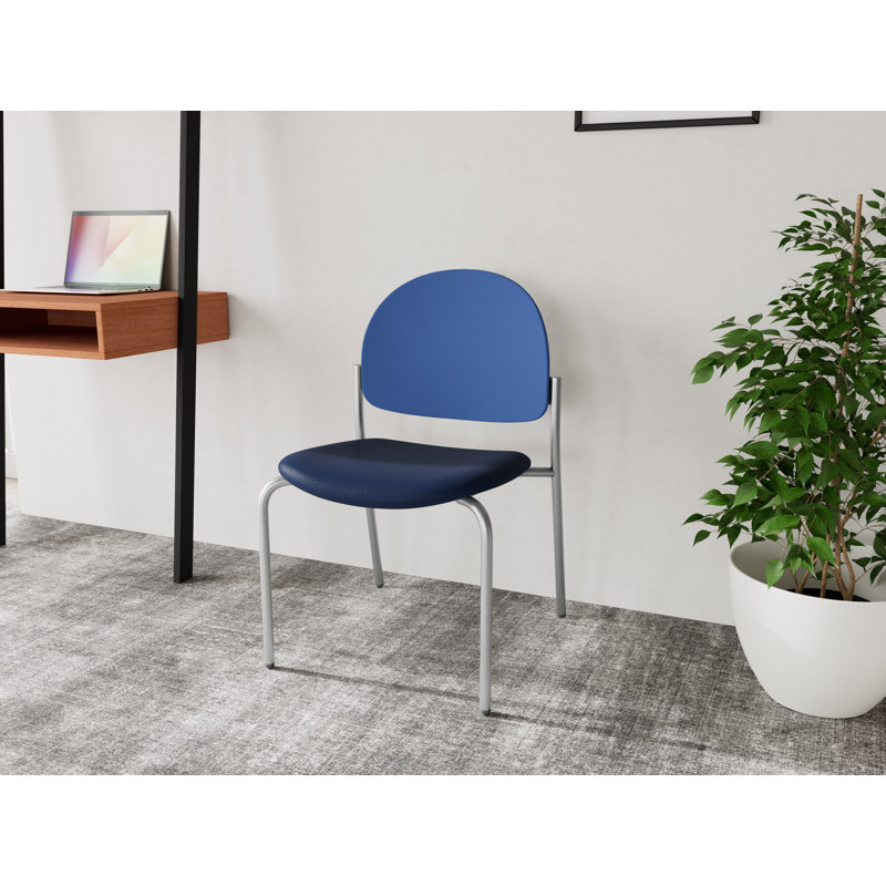 Chaise d'invité sans accoudoir Chat Chat, Argent, Modena Ink / Cobalt Blue Poly