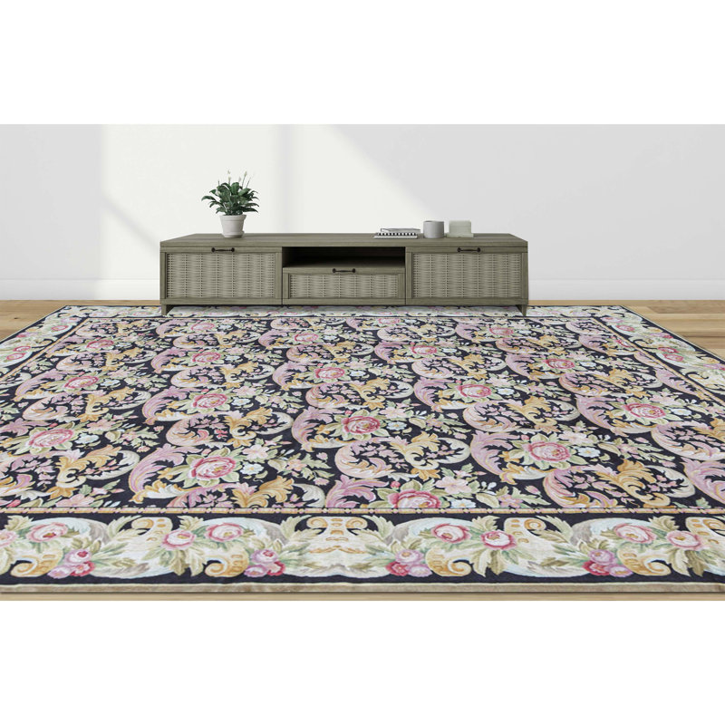 Savonnerie Wool Floral Area Rug