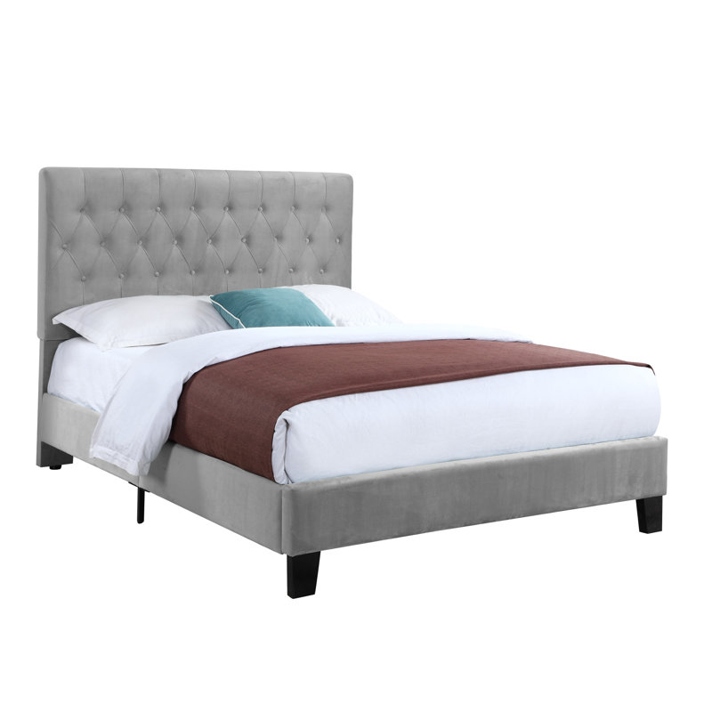 Kayden Upholstered Standard Bed, Light Gray, Queen